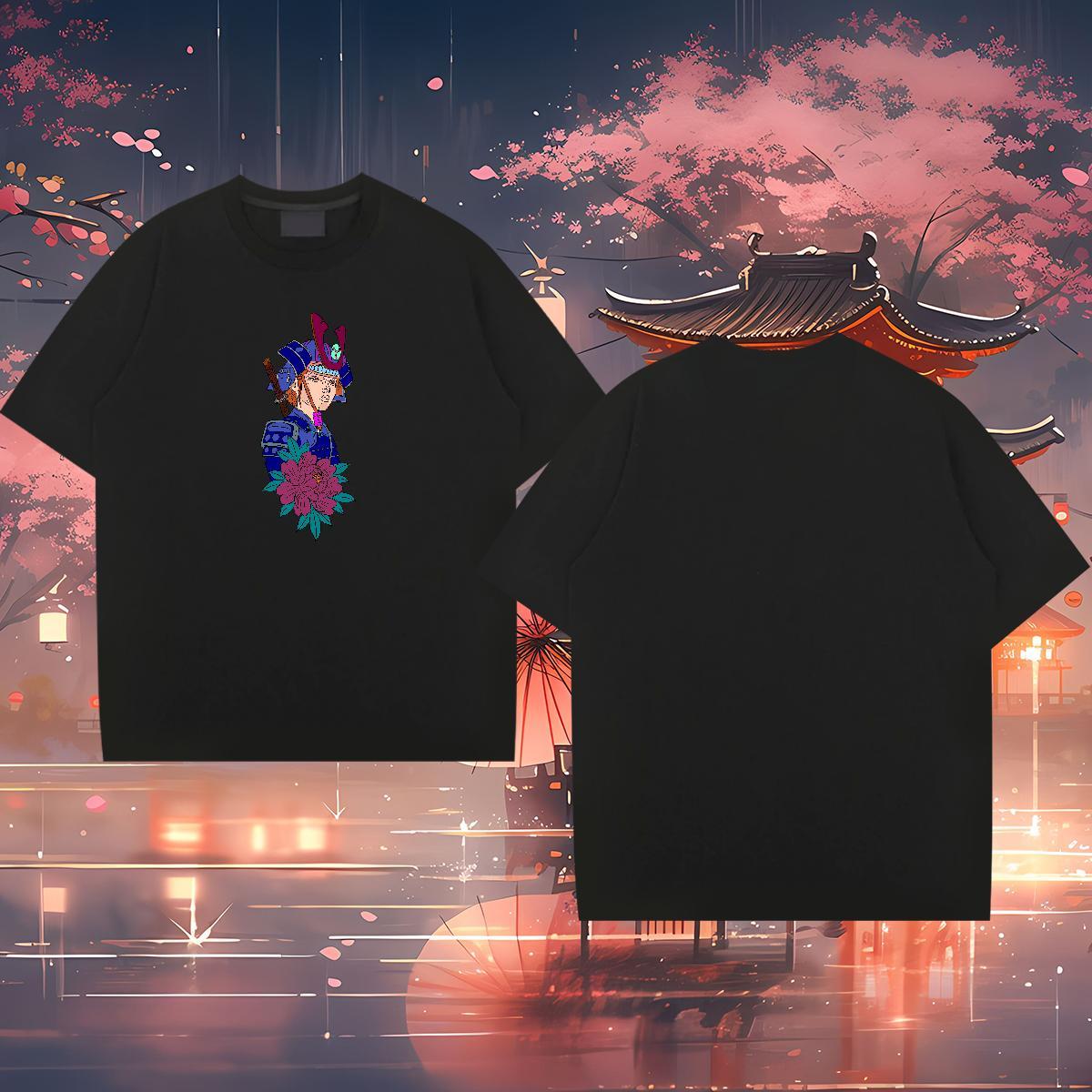 Fashion Casual T shirt portrait Top Tees 230g Pure Cotton Street Casual Loose Anime Print Short Sleeve Soft Men Tees