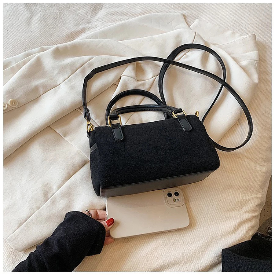 Simple and fashionable Faux Suede shoulder bag crossbody bag womens small bag pillow bag Boston handbag womens bag 240805