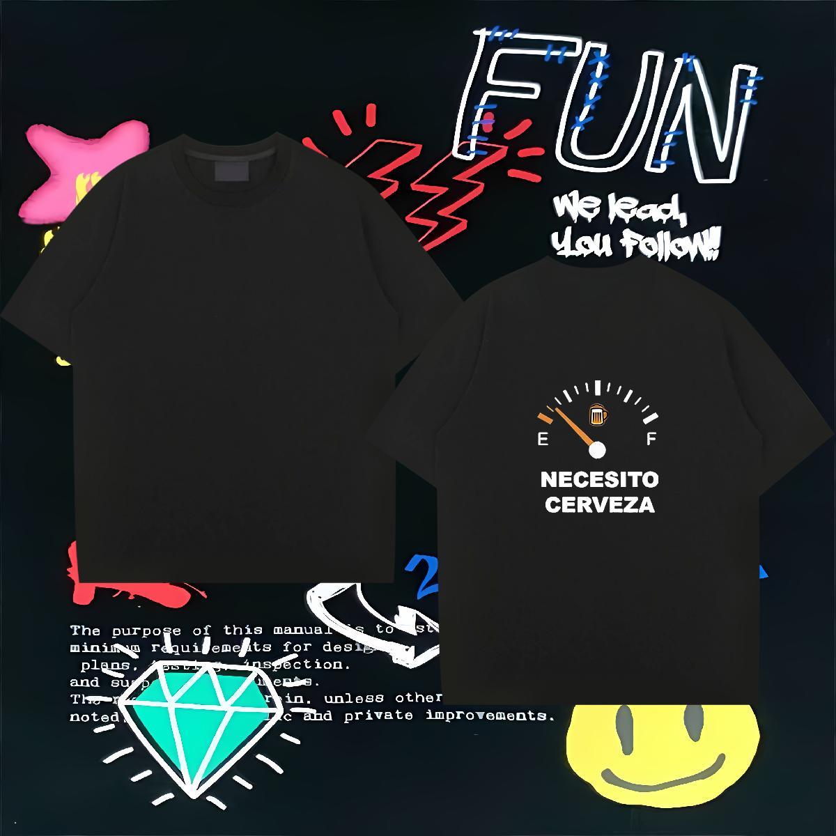 2024 DIY Men T Shirts letter Tshirts 230g Pure Cotton Outdoor TOP Quality Cartoon Printing L-4XL Breathable Short Sleeve Men Tees
