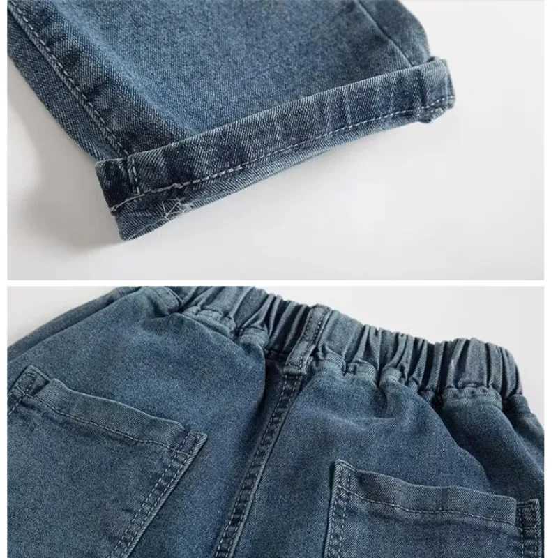 Jeans Popular All-match New Childrens Clothing Lazy Summer Zipper Mid-waist Ins Jeans Nine-point Pants Mens Simple Trend