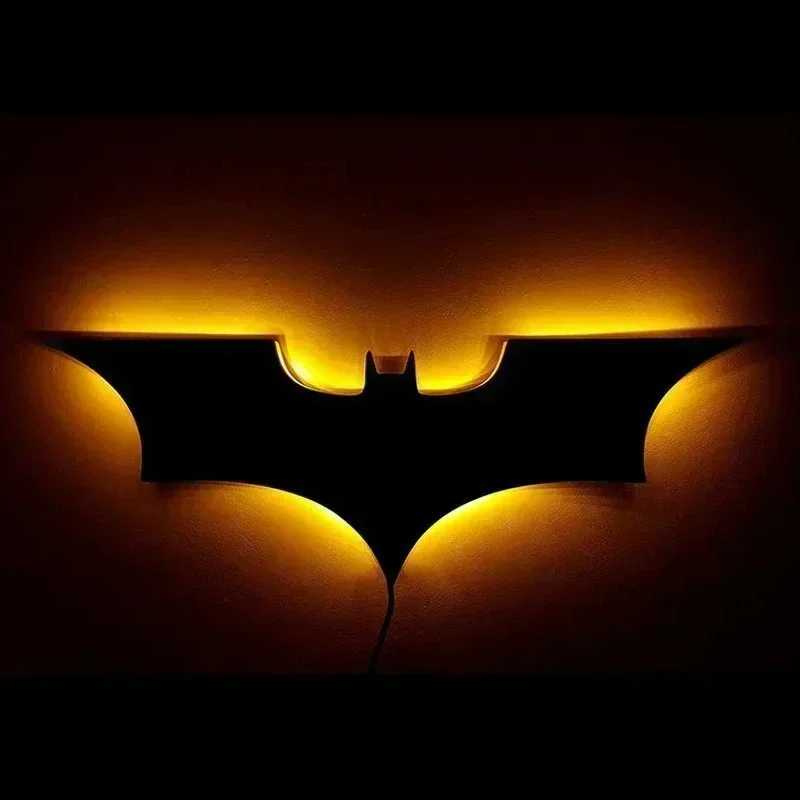 Batmanes Night Light Cool Remote Control Multi Color 3D Creative Bat Atmosphere Home Decoration Bedroom Wall Hanging Lamp Y240807