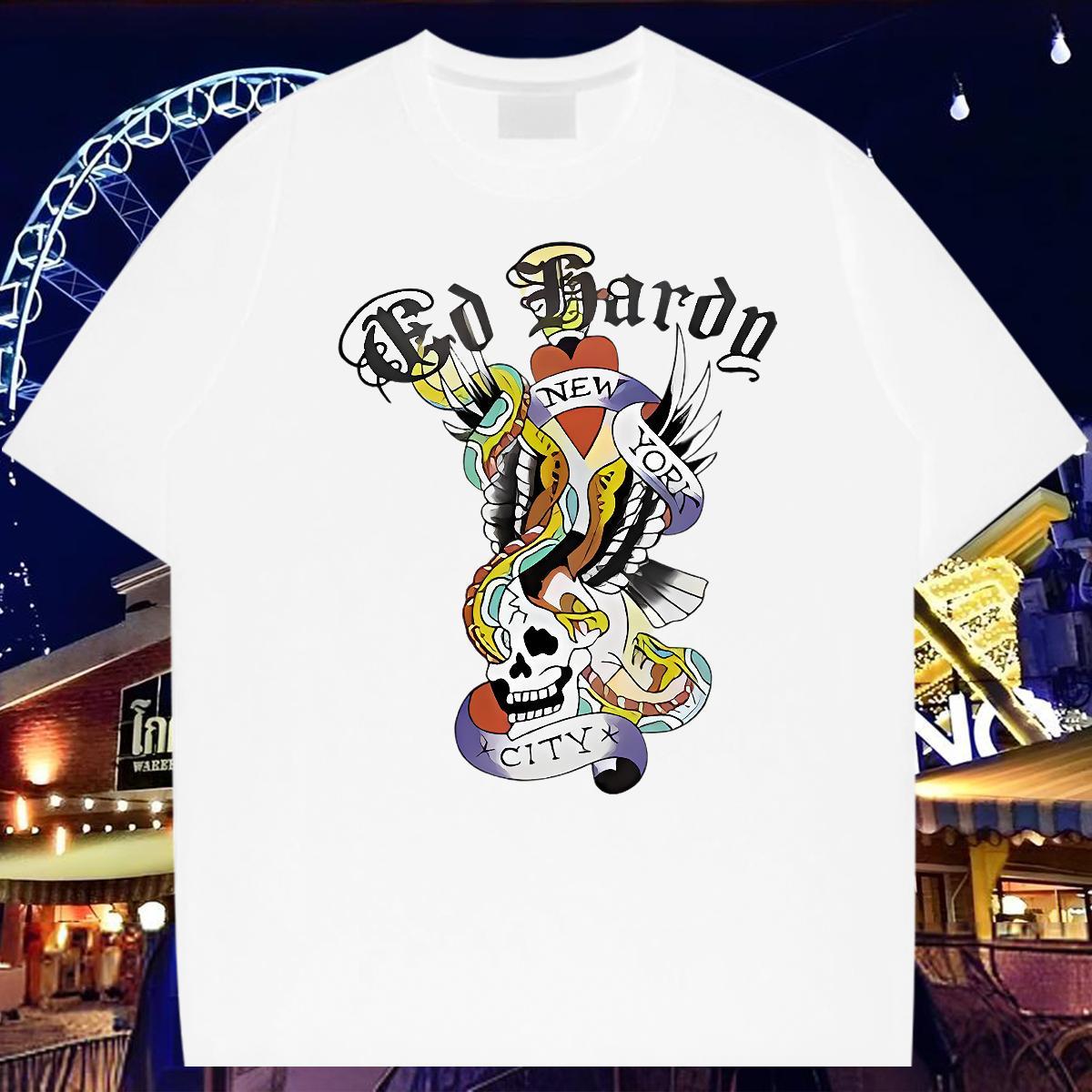 2024 Designer T-Shirts for Men skull Polos 100% Cotton 230g Street Cool White Plus Size Breathable Soft Mens Tshirts