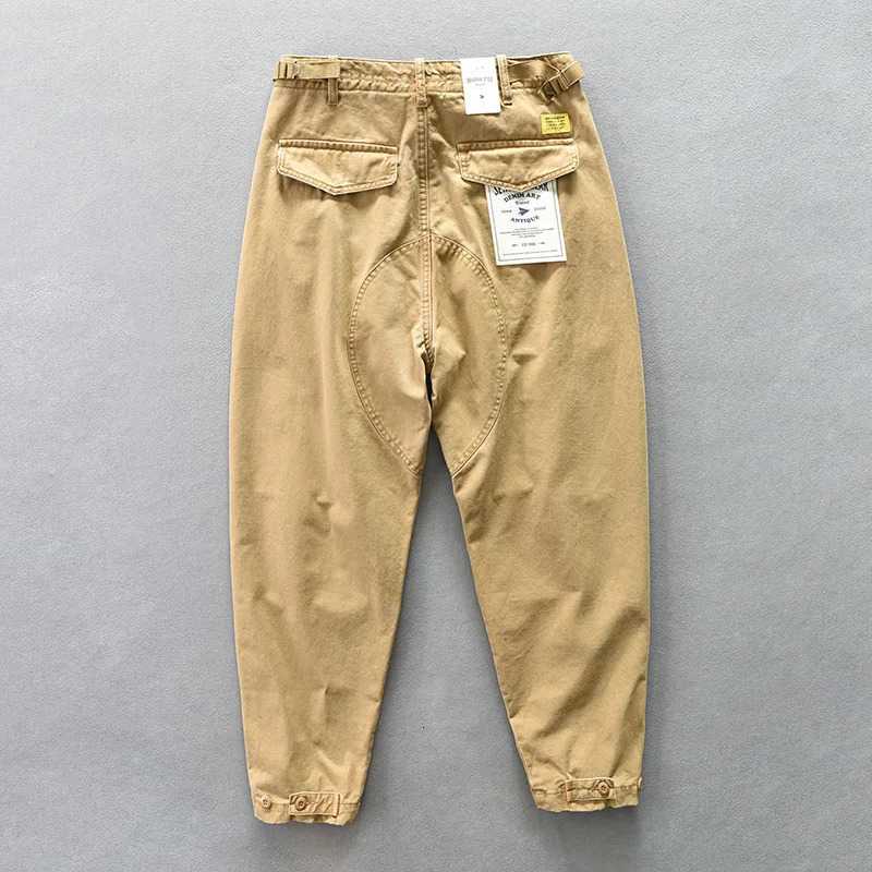 Autumn Winter Mens Washed Distressed Casual Wide Leg Cargo Pants Buttons Comfortable Fashion Big Pocket Trousers AZ395 240806