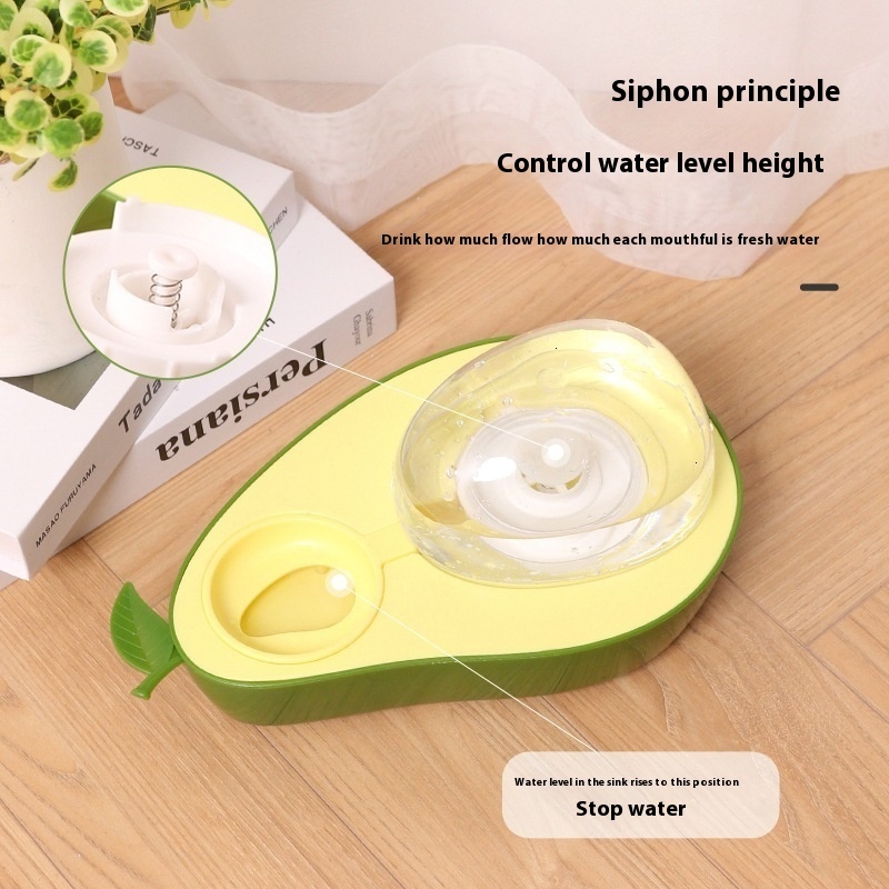Avocado water non slip dog double bowl, moisture mouth, multifunctional automatic drinking water, anti choking, slow eating bowl
