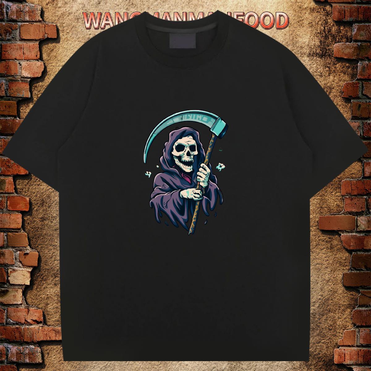 DIY Customized Men T Shirts skull Tshirts 100% Cotton 230g Daily Wear Unisex Custom Anime Breathable Short Sleeve Mens Tshirts