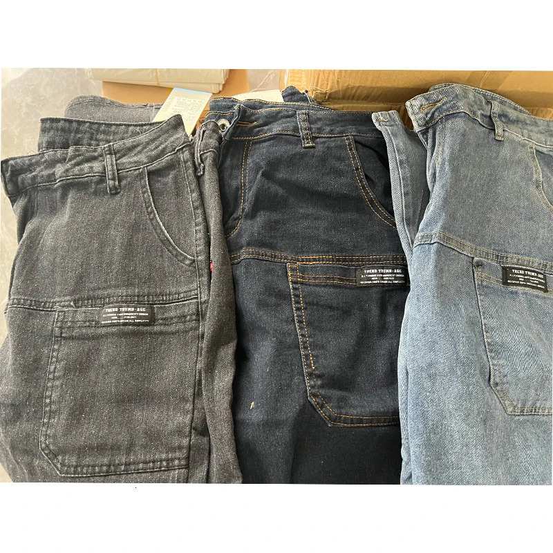 Korea Women Men Cargo Denim Pants Casual Blue Gray Y2K Strtwear Straight Jeans Male Trousers Womens Mens Clothing Z260313