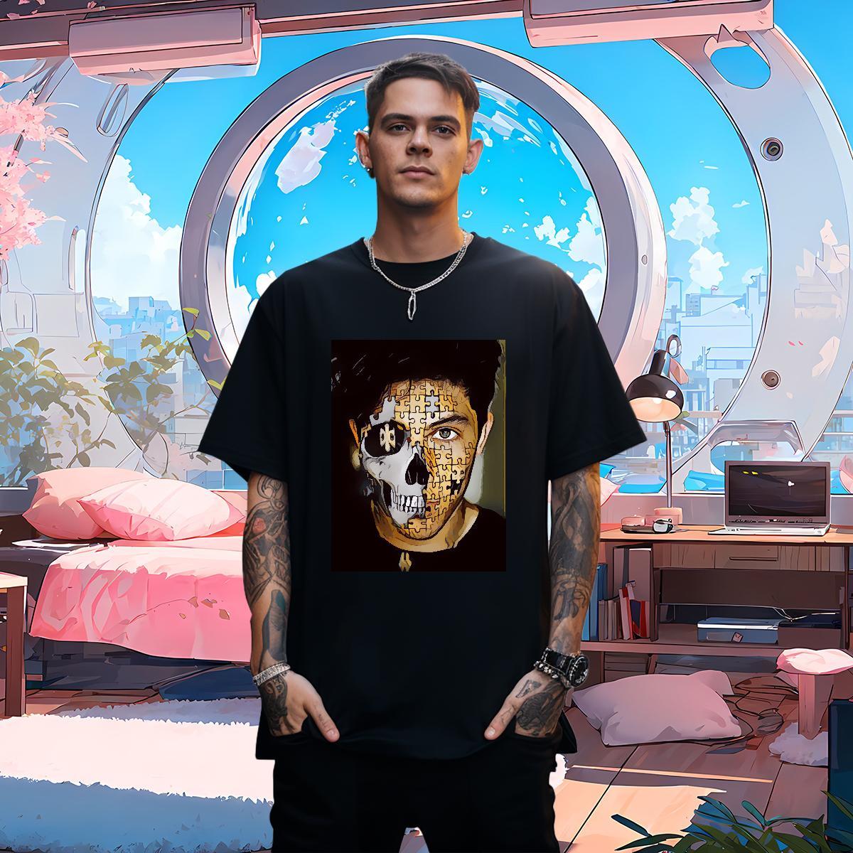 Classic Casual Men T Shirts skull Clothings 230g Cotton Daily Outfit High Quality Cartoon Print Crew Neck Breathable Couples T Shirts