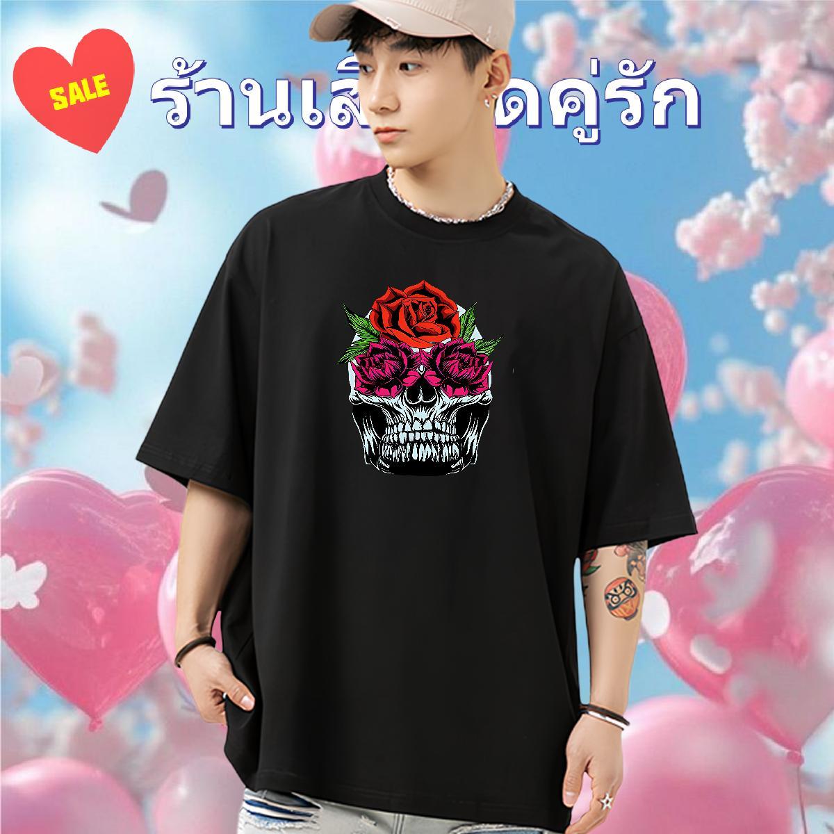 2024 Summer T-Shirts for Men flower Clothings 230g 100% Cotton Sport Popular Anime Print Breathable Tshirts