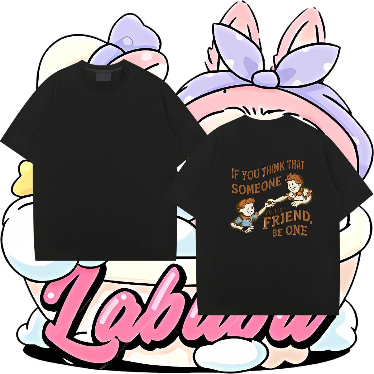 New Arrival T-Shirts letter Polos 230g Pure Cotton Anime Printing Street Brand Custom Printed Breathable Short Sleeve Men Tshirts
