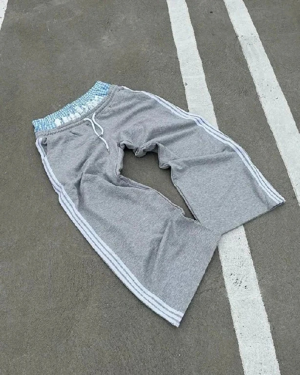 Streetwear Sweatpants Y2K Mens Womens Harajuku Hip Hop Double Layer Stripe Embroidery Baggy Elastic Waist Jogging Casual Pants Z260314