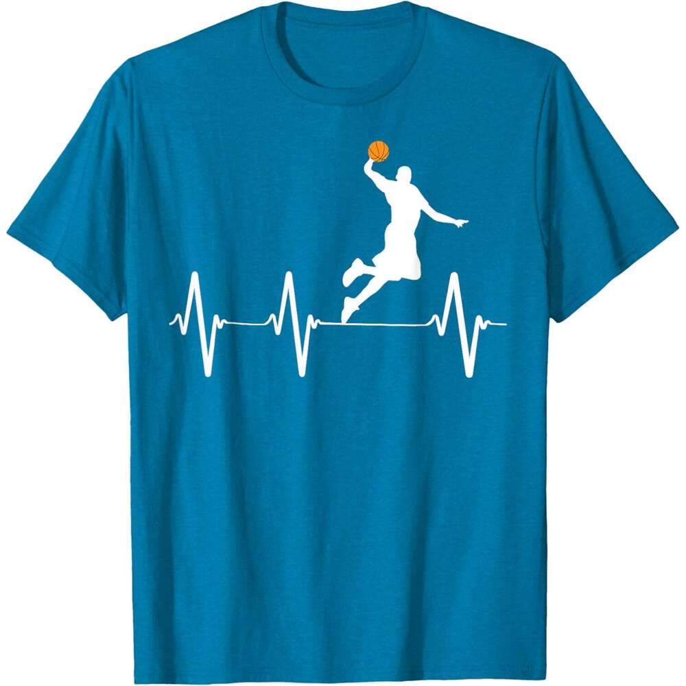 T shirt for Mens Basketball Heartbeat Shirts for Men and Boys T-Shirt shirts tshirt graphic tee Casual tops summer clothes Short sleeve Free shipping