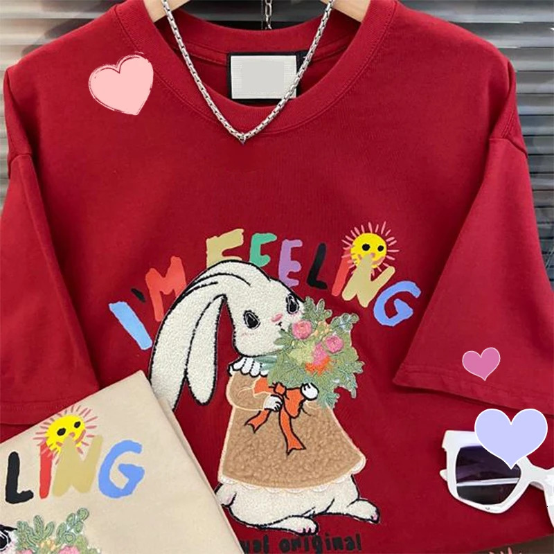 Bow Embroidery Beading Plus Size Cotton T-shirt Harajuku Aesthetic Arts Y2k Female Tops Summer Streetwear Lady Tees 240807