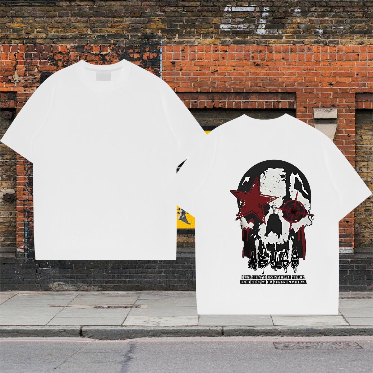 Fashion Design T shirt skull Tops Shirt 230g Cotton Street Casual Cool Design Anime Print O-Neck Short Sleeve Men Clothes T-Shirt