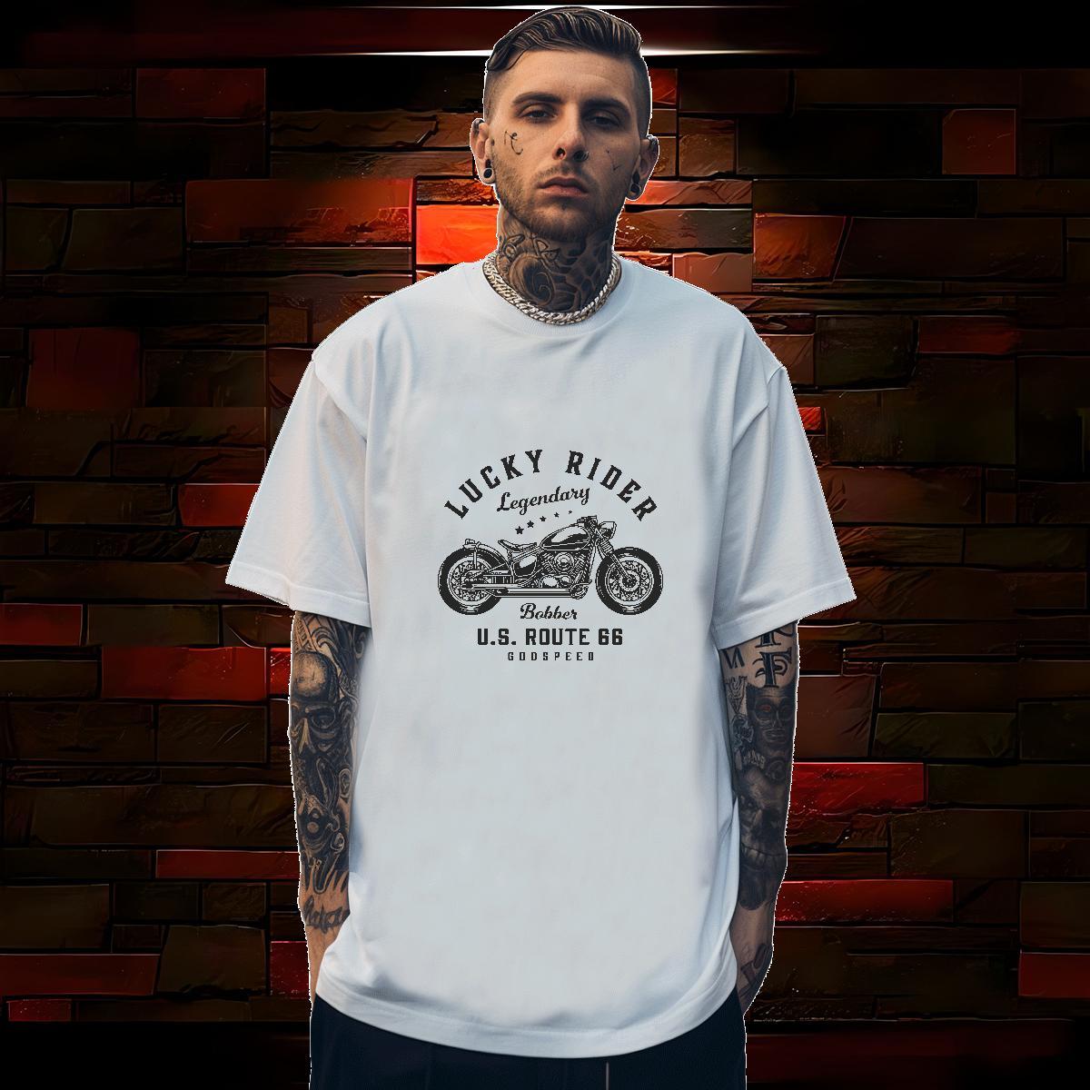 Custom Man T Shirts Motorcycle Top Tees 230g 100% Cotton Daily Outfit Loose Fit Plus Size Cartoon Short Sleeve Soft Men Tees