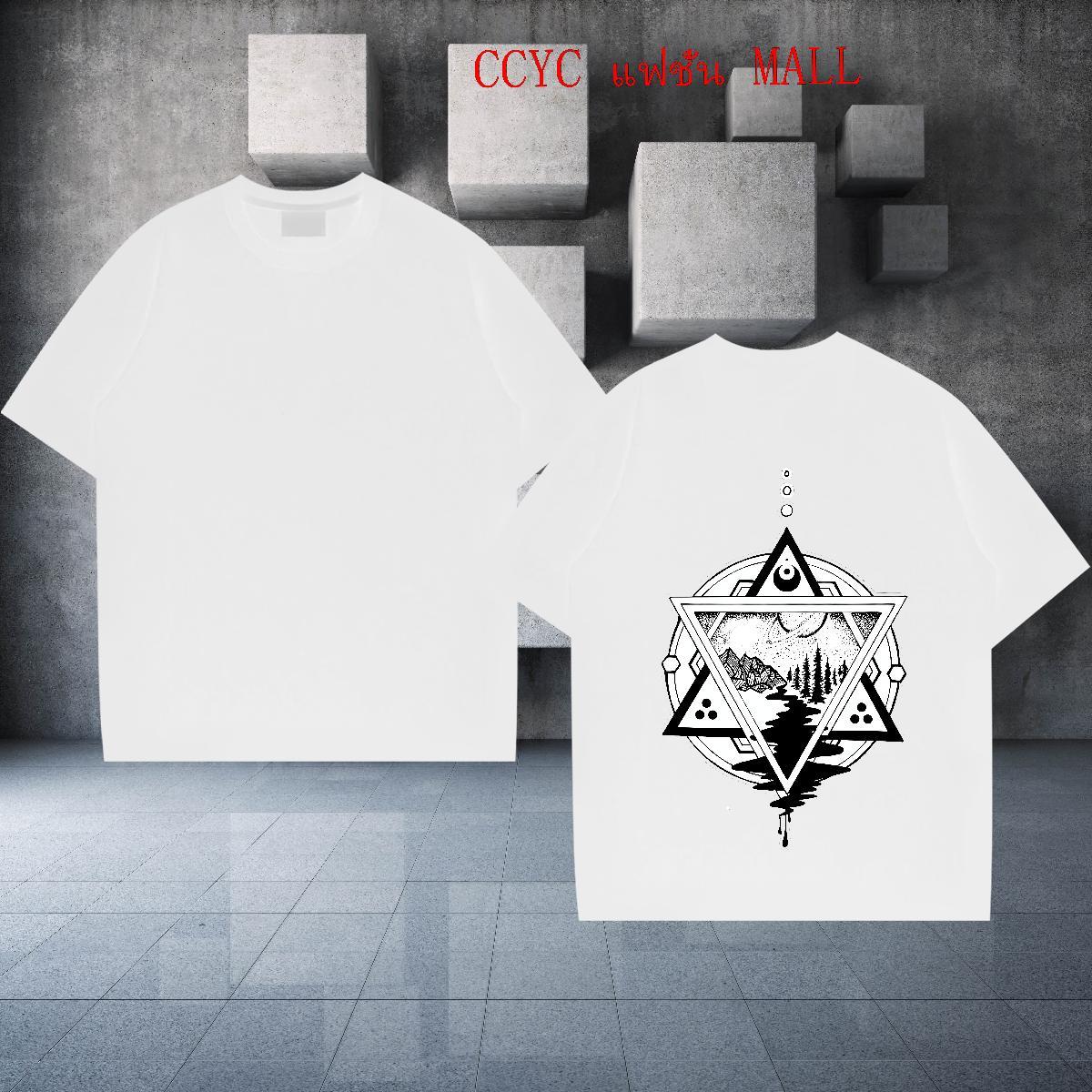 2024 Summer T shirt eye of the devil Clothes 230g 100% Cotton Outdoor Comfortable DIY Crew Neck Breathable Men Tops Tees
