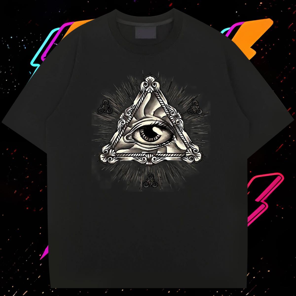 Classic Casual T-Shirts eye of the devil Tees Shirts 230g Pure Cotton Home Outdoor Loose Custom Print Oversized Round Neck Short Sleeve Tshirt for Man