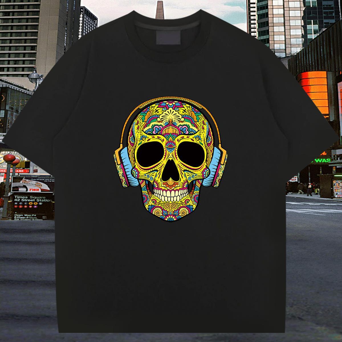 Free Shipping T-Shirts for Men skull Clothings 230g Cotton Home Outdoor Soft Custom Anime Round Neck Short Sleeve Men Tees