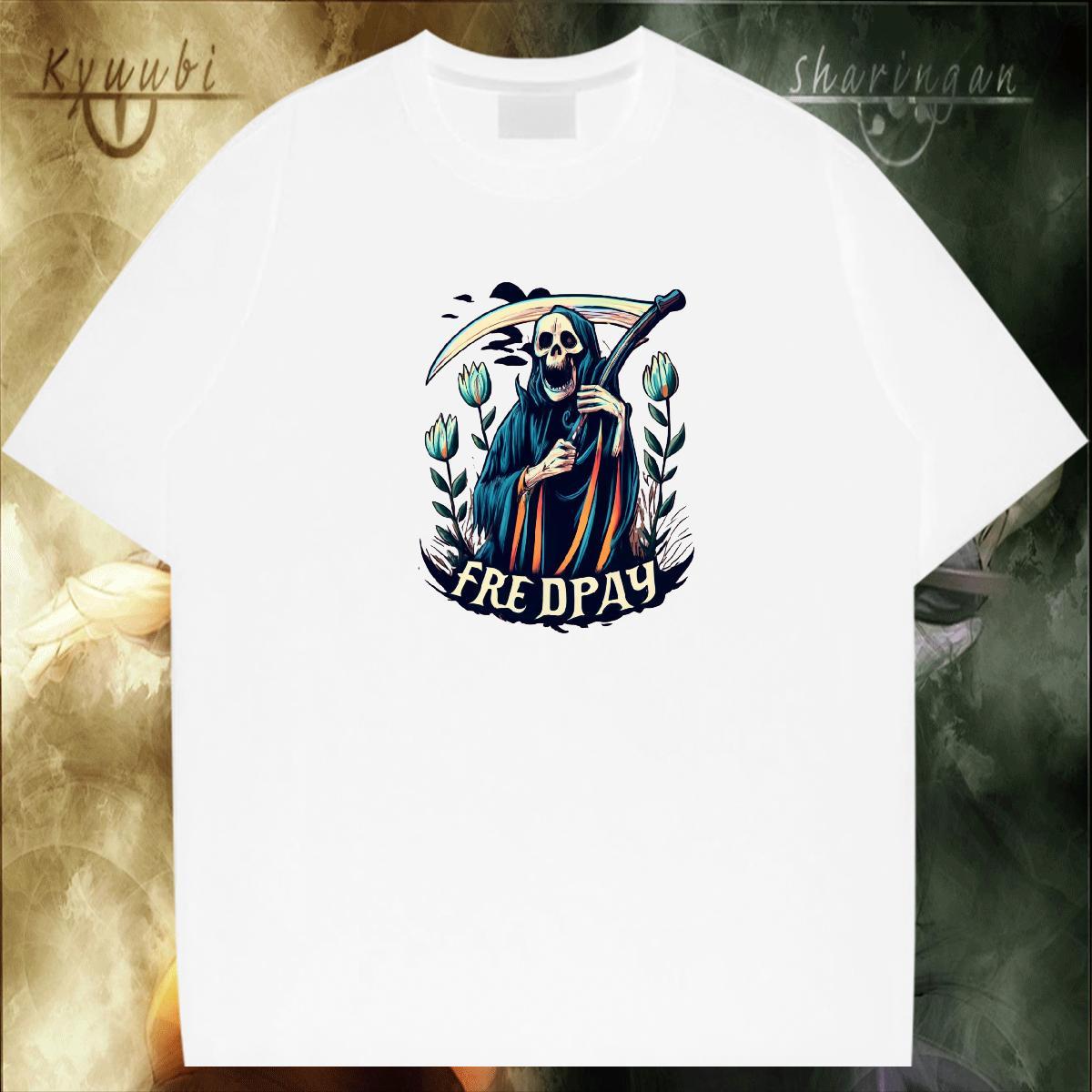 2024 Summer Mens T Shirts skull Wear 230g Cotton Daily Outfit Free Shipping Cartoon Print Breathable Crew Neck Tshirts