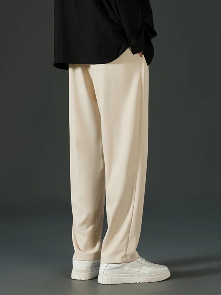 Chino Pants mens Korean pleated casual pants business workwear Trousers thin lightweight and resistant 240812