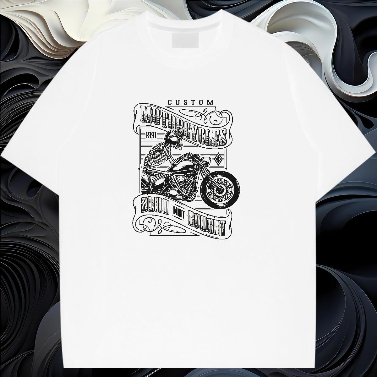 Fashion Casual T shirt Motorcycle Tees 230g Pure Cotton Daily Outfit Classic Custom Printed Breathable Crew Neck Mens Tshirts