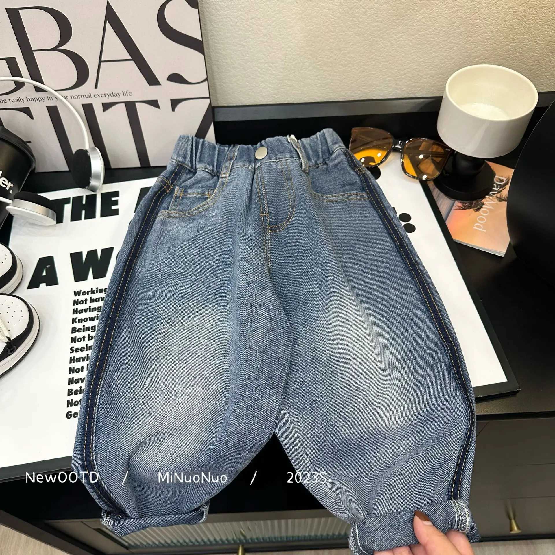 Jeans Boys Jean Pants Long Trousers Cotton 2024 Sweet Spring Autumn Babys Kids Pants Teenagers Outwear High Quality Childrens Clothi