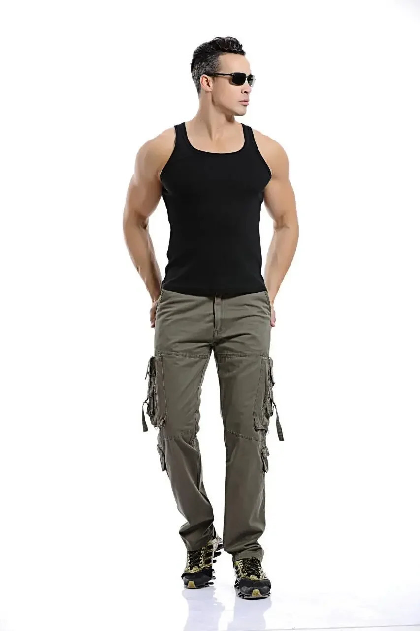 Military Tactical Pants Men Multipocket Washed Overalls Loose Cotton Male Cargo for Trouserssize 2842 240806