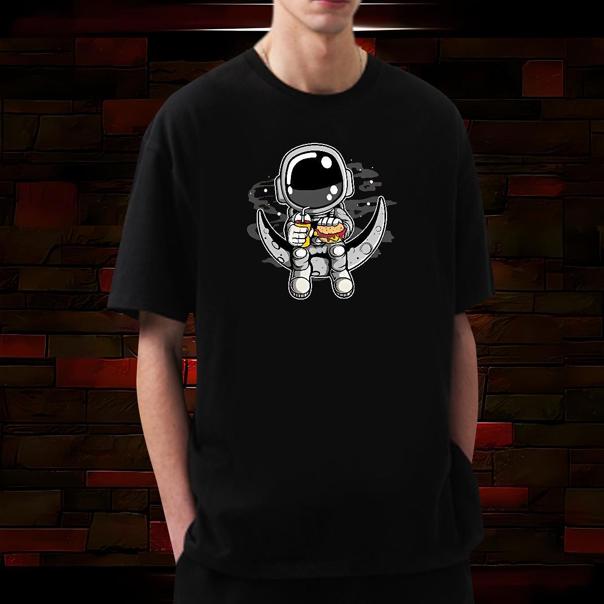 Fashion Designer Men T Shirts spaceman Tees Shirts 230g Pure Cotton Beach High Quality DIY Printed Breathable Short Sleeve Men Tops Tees