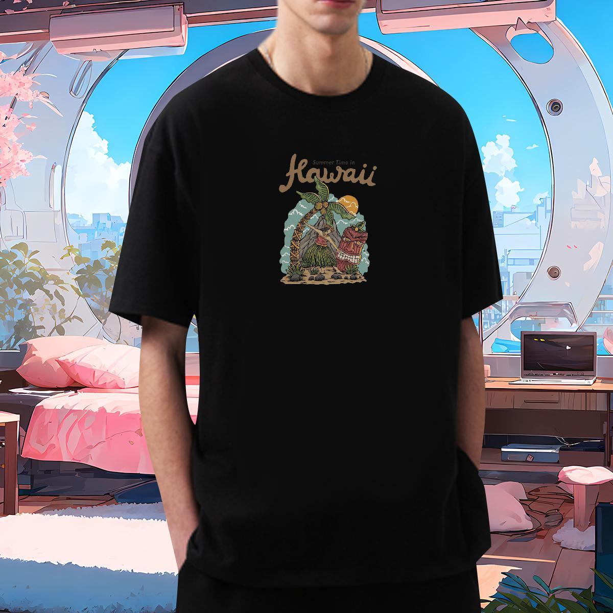 New Men T Shirts mountains Tops Shirt 230g Pure Cotton Hip Hop Brand DIY Printed Breathable Men Tops Tees