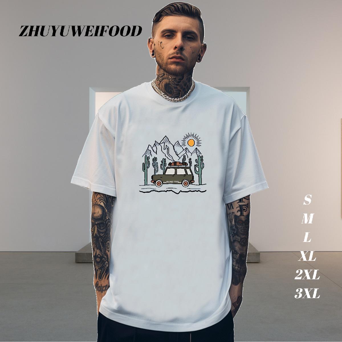 New T Shirt For Man car Tees 230g 100% Cotton Home Outdoor Popular Plus Size Custom Breathable Men Tops Tees