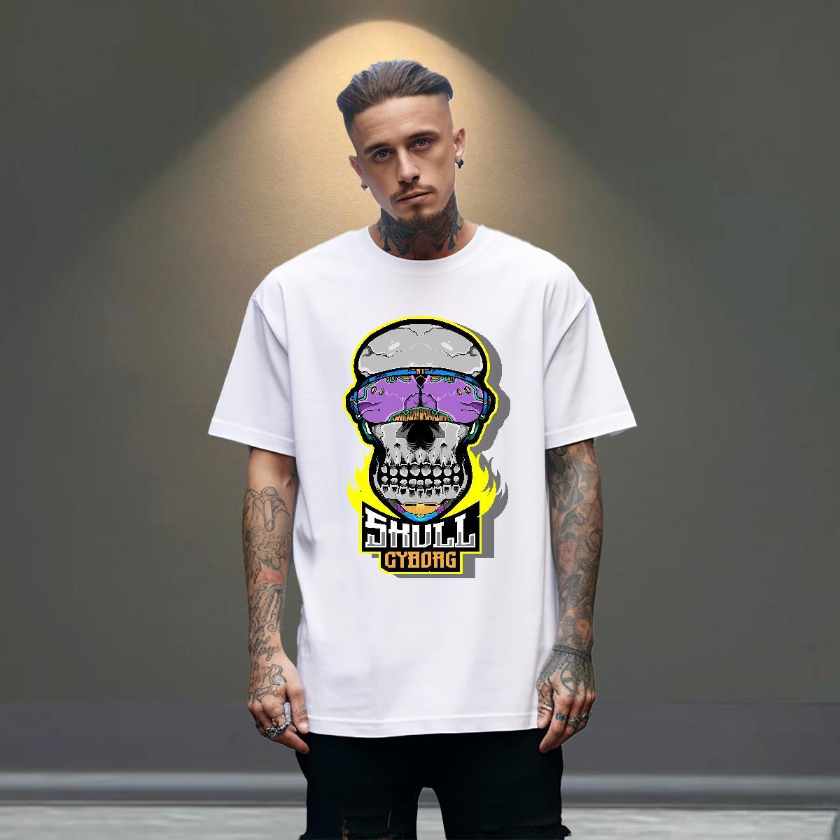 Fashion Design T-Shirts skull Tops Tees 230g Pure Cotton Summer Casual Popular Customized Short Sleeve O-Neck Tshirt for Man Woman