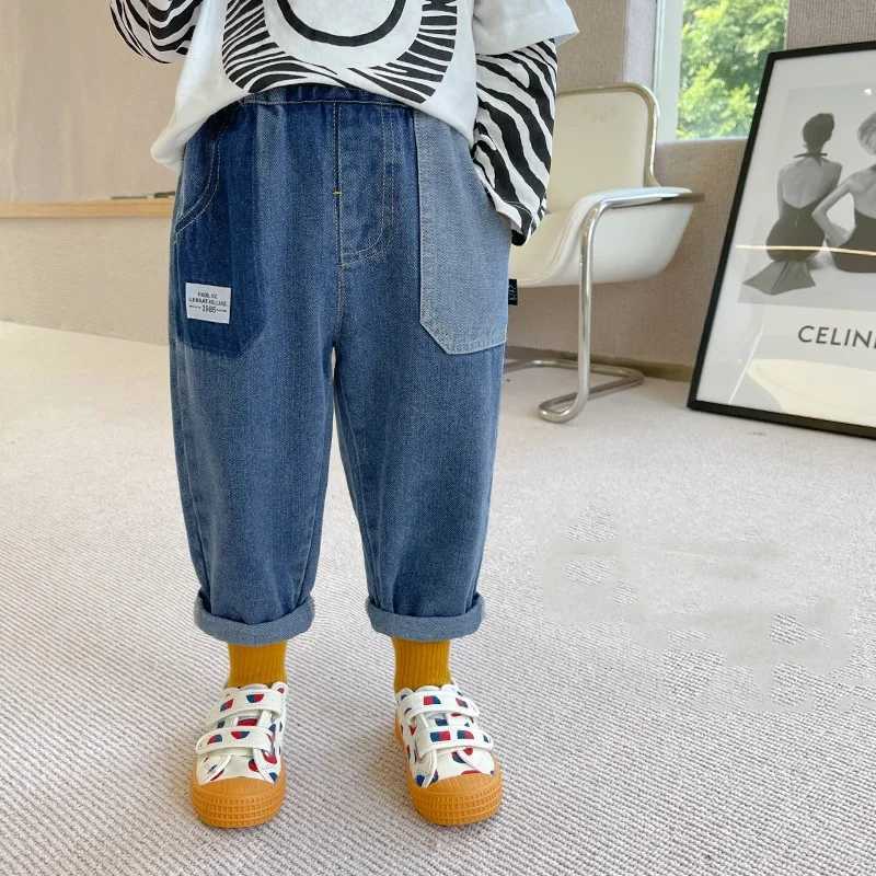 Jeans Boys Jean Pants Long Trousers Cotton 2024 Elegant Spring Autumn Babys Kids Pants Teenagers Outwear Childrens Clothing