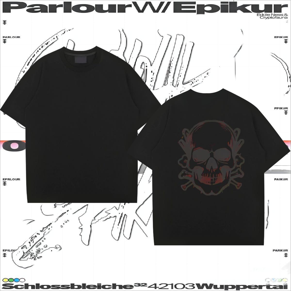 Stylist Men T Shirts skull Tops 230g Cotton Outdoor Loose Fit Customized O Neck Short Sleeves Tshirt for Man Woman