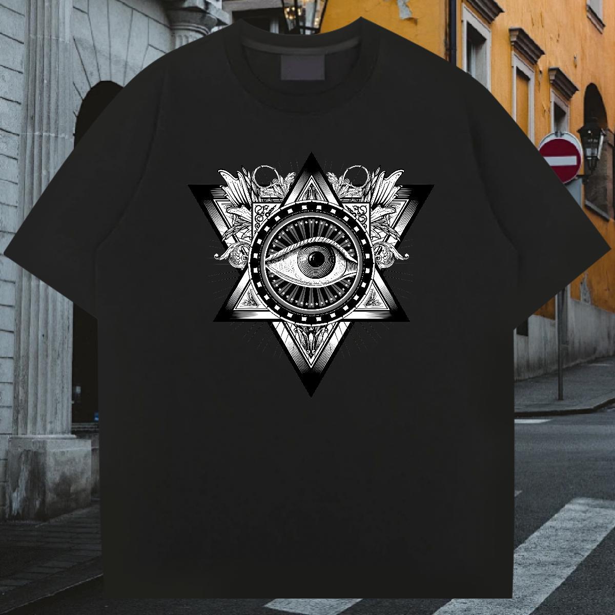Stylist T-Shirts eye of the devil Tshirts 230g Pure Cotton Hip Hop Soft Custom Anime Short Sleeve Soft Couples T Shirts