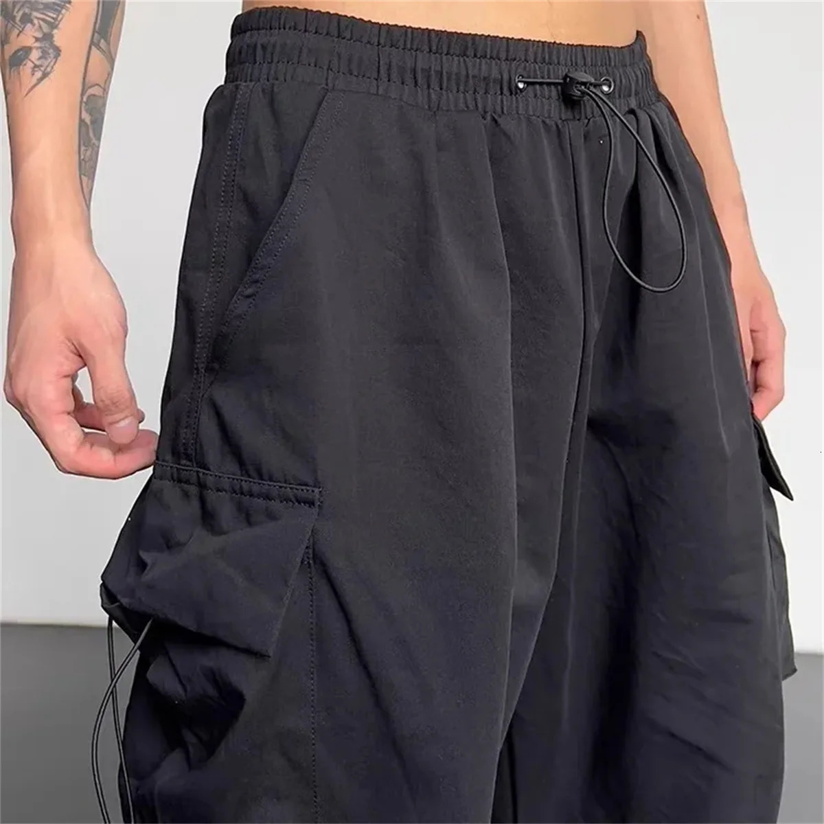 American Spring Summer Men Casual Cargo Pants Pockets Plus Size Black Out Door Elasticity Sports Oversize 48 50 240806