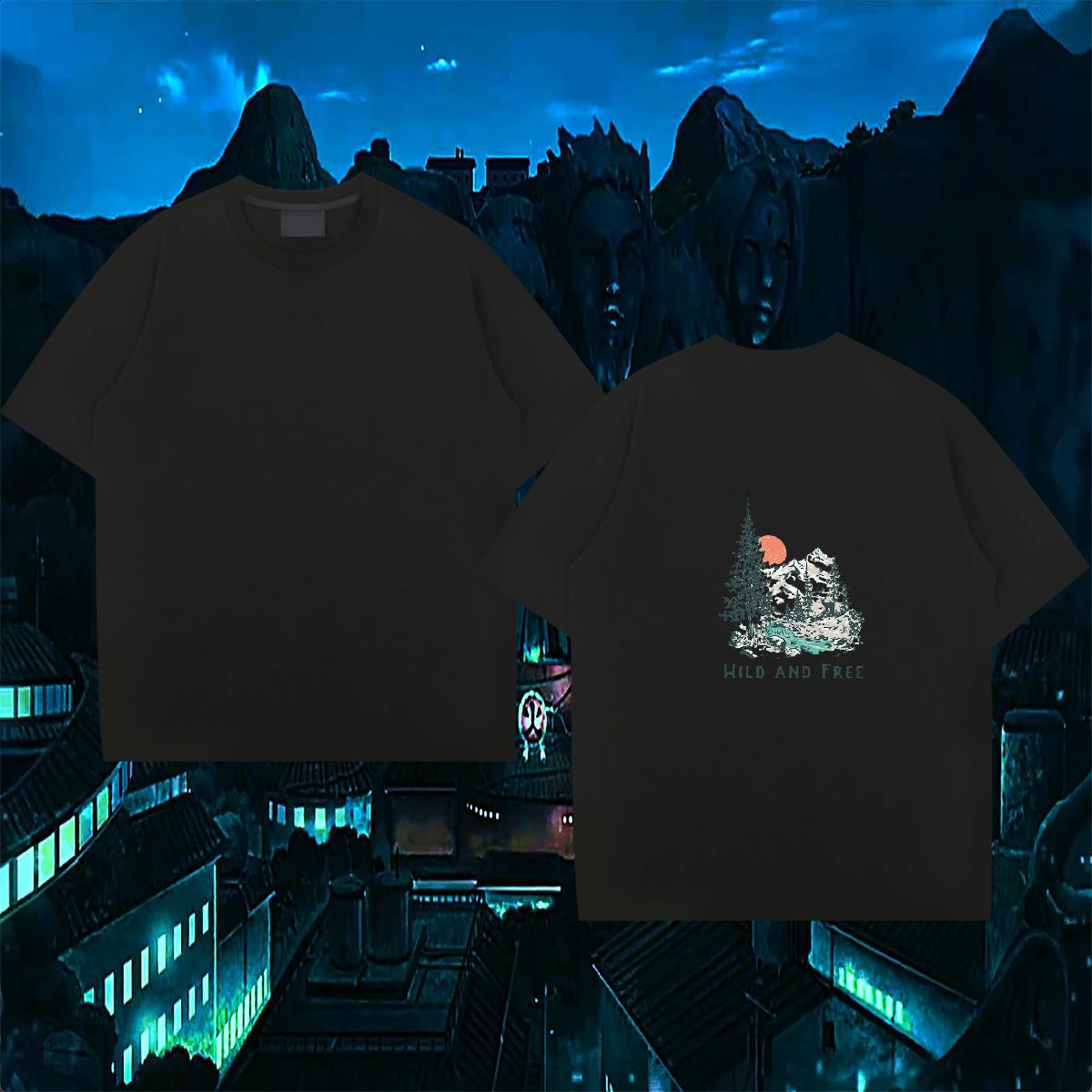 Brand T Shirts Men mountains Tees Shirts 230g 100% Cotton Street Wear Free Shipping Skull Pure Cotton Men Tees