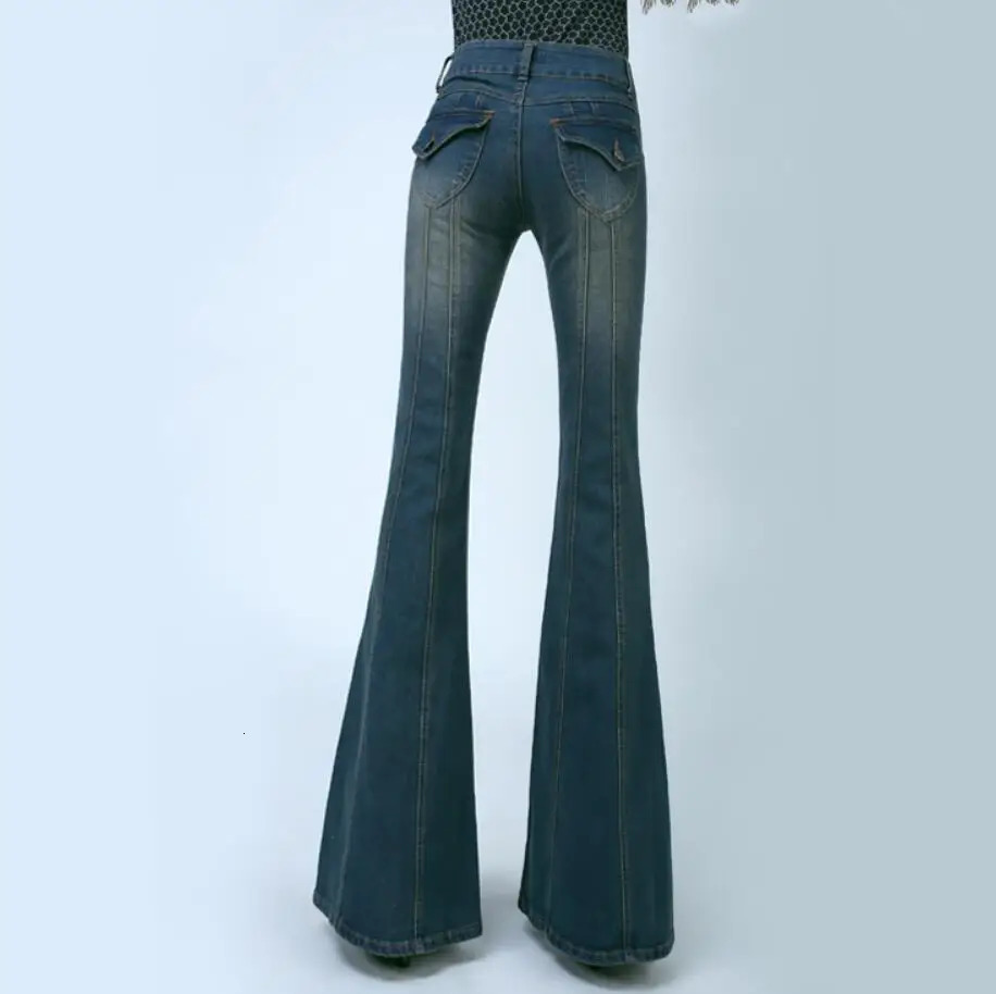 Fashion Womens Flare Jeans Pants Ladies Wide Leg Denim Trousers Slim Bell Bottom Jeans For Female r592 240807