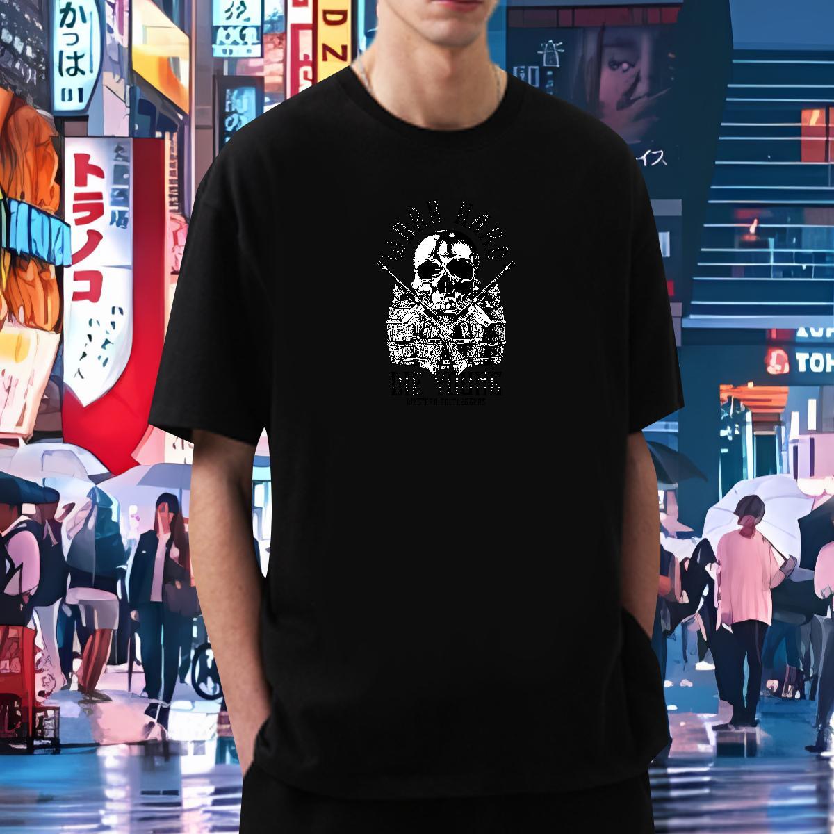 2024 Summer T-Shirts for Men skull Tees Shirts 230g Cotton Street Popular DIY Logo Oversized O-Neck Short Sleeve Men Tees