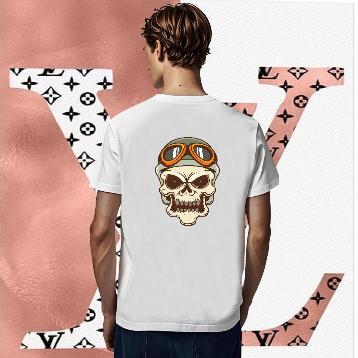 DIY T-Shirts skull Top Tees 230g 100% Cotton Daily Wear Wholesale DIY Printed Crew Neck Couples T Shirts