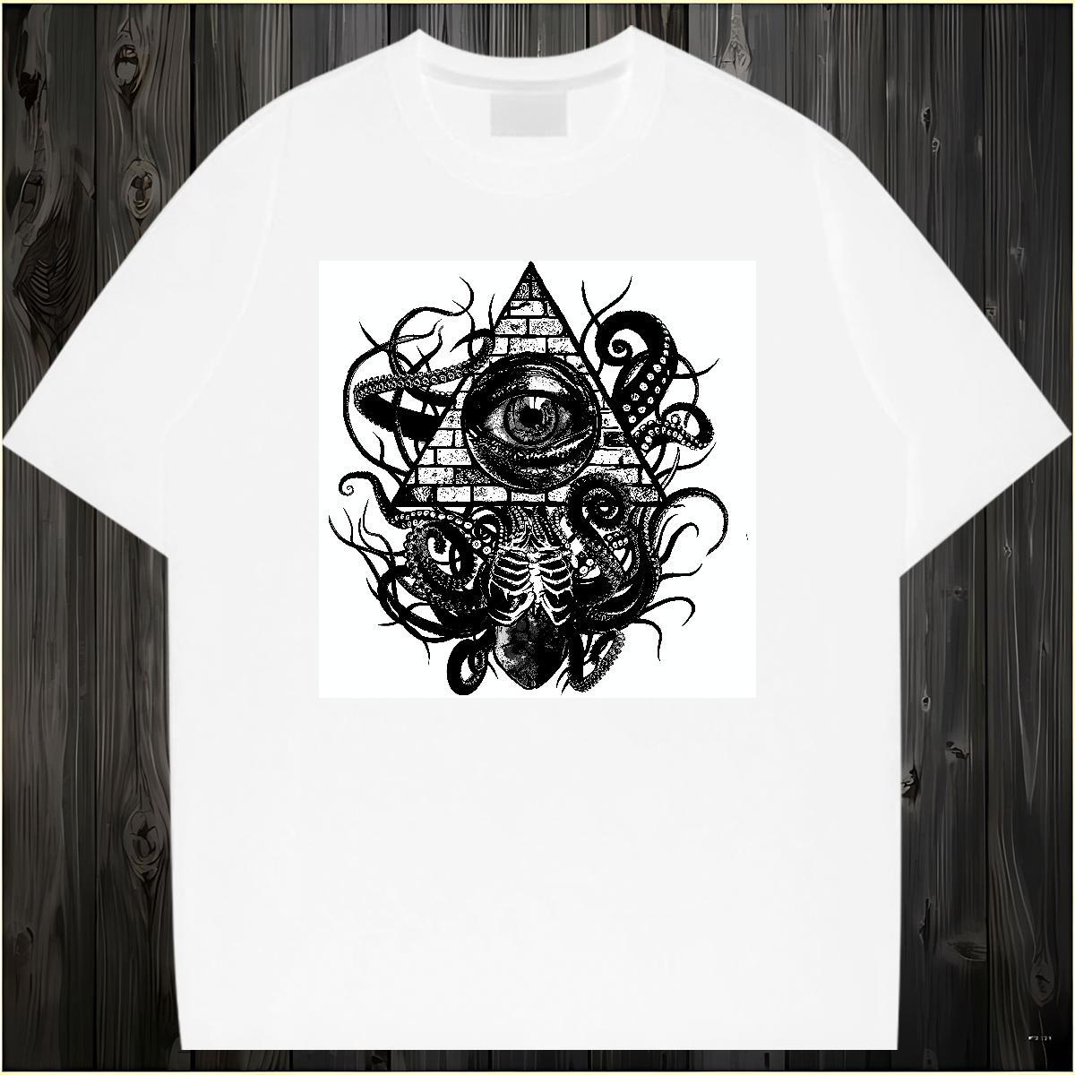 Classic Casual Mens T Shirts eye of the devil Tops Tees 100% Cotton 230g Sports Casual High Quality Customized Breathable Crew Neck Tshirts