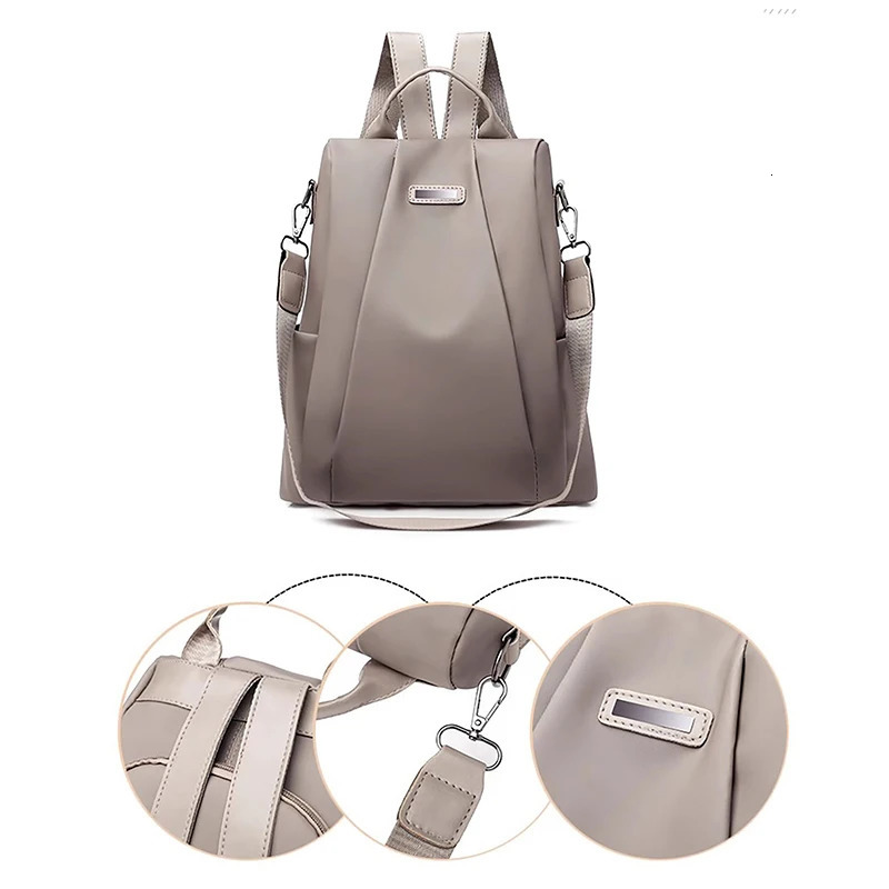 Korean Fashion Travel Backpack with Anti theft Canvas Academy Student Oxford Cloth Shoulder Bag Womens 240807