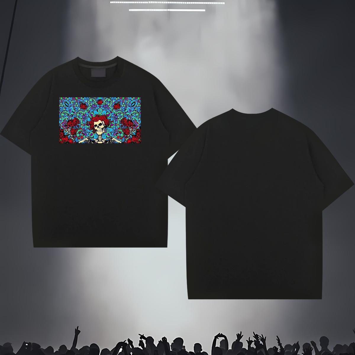 2024 Summer T-Shirts for Men flower Top Tees 230g 100% Cotton Daily Outfit Free Shipping Custom Anime Crew Neck Breathable Mens Tshirts