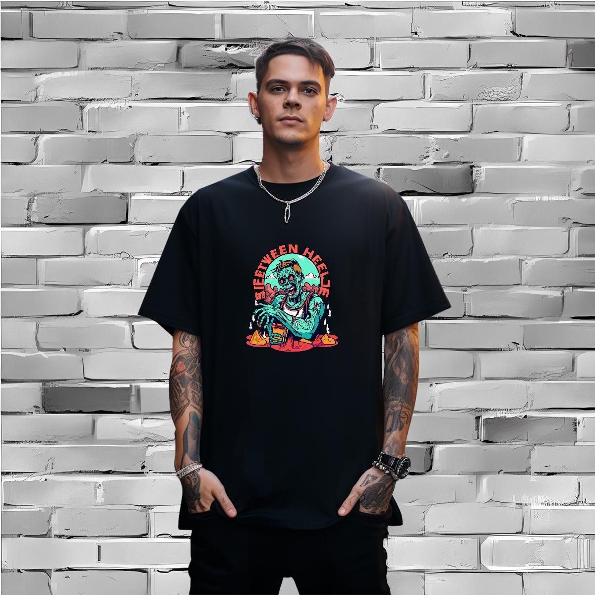 Fashion Casual T-Shirts for Men skull Tshirts 230g 100% Cotton Home Outdoor Classic Graphic Crew Neck Tshirt for Man Woman