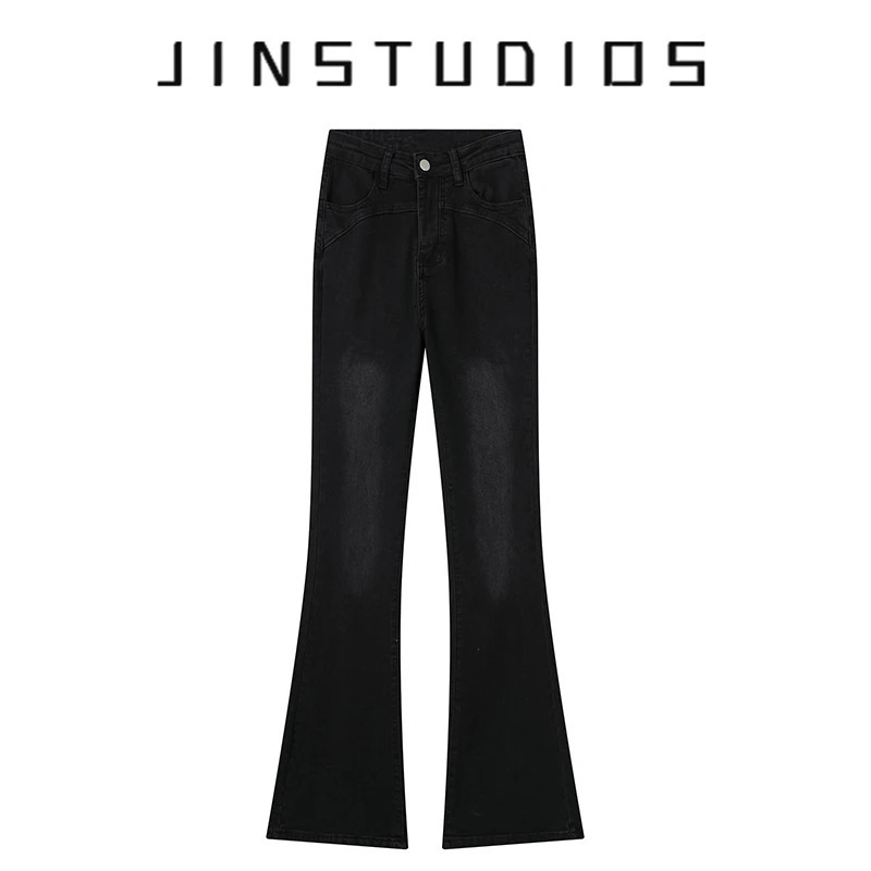 Spring Summer Womens Denim bell Bottoms 2000S Jeans High waist Zip-up Slim-Fit Hip-Lifting Pants Y2K Vintage Long Trousers 240807