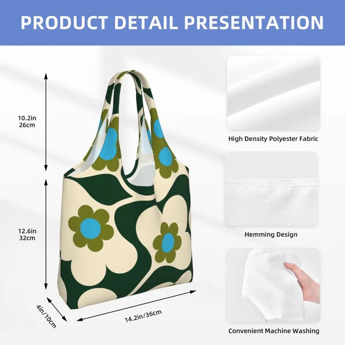 Customized Fashion Printing Japanese Spruce Orla Kiely Handbag Shopping Bag Portable Canvas Shoulder Gift 240807