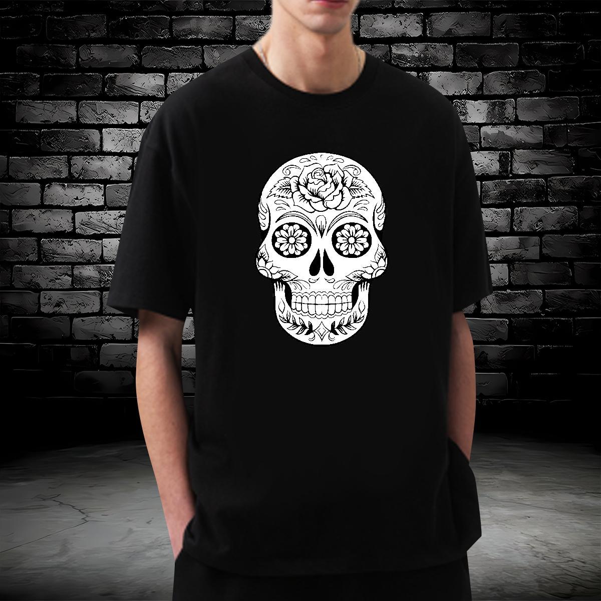 2024 Mens T Shirts skull Tee Shirt 230g Pure Cotton Sport Cool Design Anime Print Breathable Crew Neck Tshirts