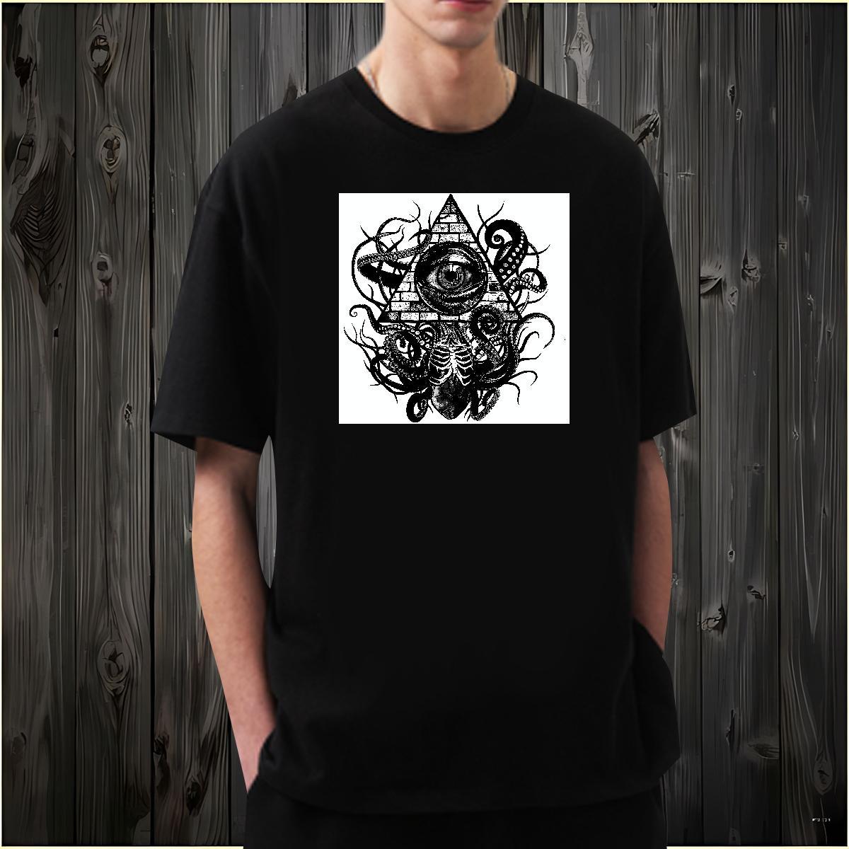Classic Casual Mens T Shirts eye of the devil Tops Tees 100% Cotton 230g Sports Casual High Quality Customized Breathable Crew Neck Tshirts