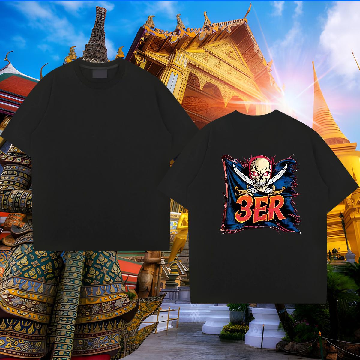 Classic T Shirt For Man skull Tees Shirts 230g 100% Cotton Street Casual Designer Anime Print O-Neck Short Sleeve Tshirts