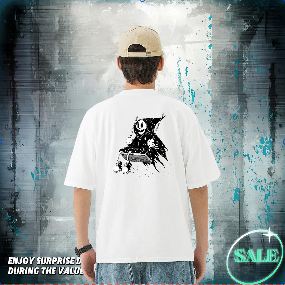 Fashion Designer Mens T Shirts skull Tops 230g Pure Cotton Casual Beach Cool Design Custom Printed Breathable Short Sleeve Men Clothes T-Shirt