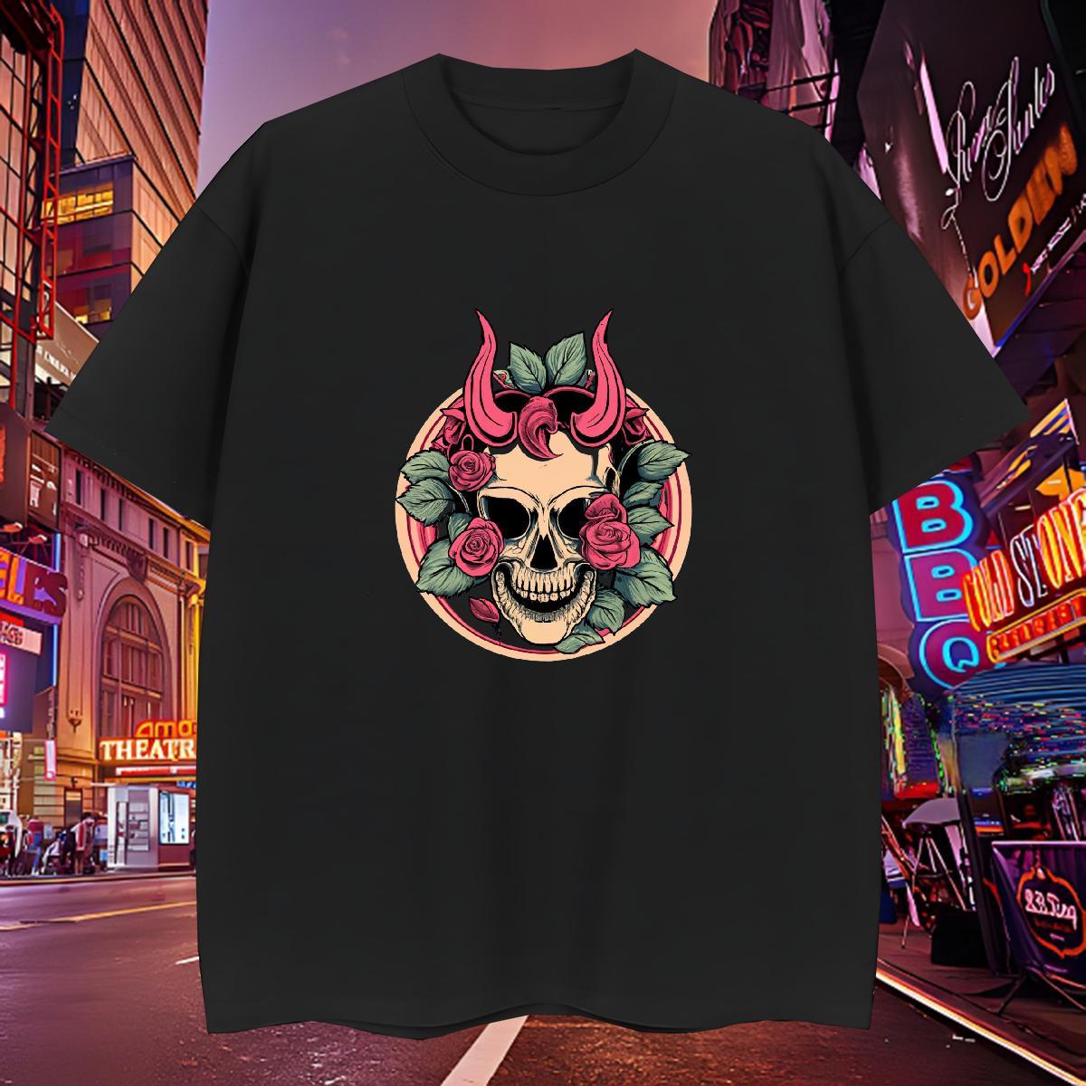 2024 Designer T Shirts Men skull Polos 100% Cotton 230g Summer Casual Brand Custom Printed Pure Cotton Men Tshirts