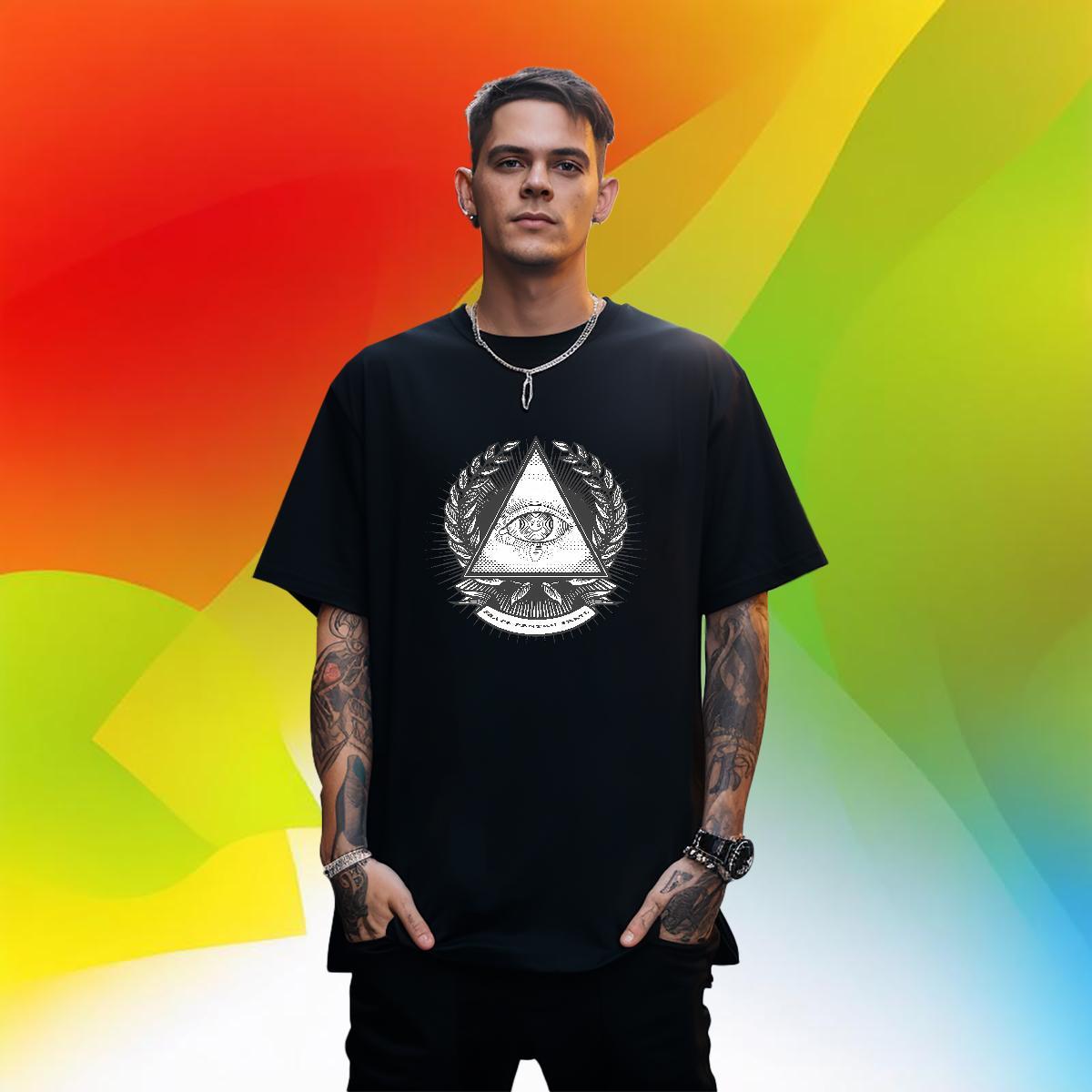 Stylist Men T Shirts eye of the devil Tops 230g Pure Cotton Street Casual Loose DIY Printed Breathable Crew Neck Men Tshirts